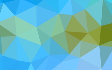 Açık mavi, yeşil vektör üçgen arkaplan. Origami tarzında gradyan ile geometrik çizim. Bir markanın arkaplanı için desen.