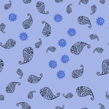 Yaprak ve çiçek ile mavi vektör sorunsuz doodle arka ışık. Beyaz arka plan üzerinde kabataslak karalamalar. Desen renkli kitap ve sayfaların çocuklar için için.