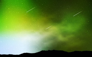 Açık yeşil, sarı vektör doku Samanyolu yıldız ile. Gökada yıldız ile basit tarzı dekoratif tasarım bulanık. Akıllı tasarım, iş reklam için.