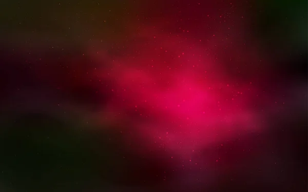 Dark Green Red Vector Background Galaxy Stars Blurred Decorative Design — Stock Vector