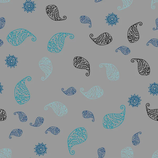 Hellblauer Vektor Nahtloses Natürliches Muster Mit Blättern Und Blüten Illustration — Stockvektor
