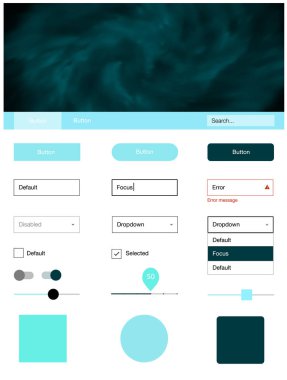 Işık yeşil vektör UI ux seti alan yıldız ile. Basit malzeme tasarım kiti üstbilgisindeki renkli bulutlar ile. Bu örnek açılış sayfanız için mu.