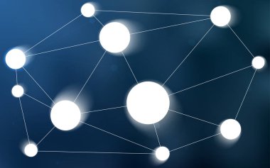 Kabarcıklar, satırları ile ışık mavi vektör arka plan. Soyut illüstrasyon renkli diskler ve üçgenler ile. Desen-ebilmek var olmak kullanılmış için reklam, broşür.