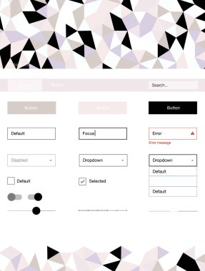 Açık mavi, vektör stil Rehberi ile üçgenler sarı. Basit malzeme tasarım kiti ile üçgen renkli mozaik. Web siteleri, açılış sayfaları için güzel düzeni.