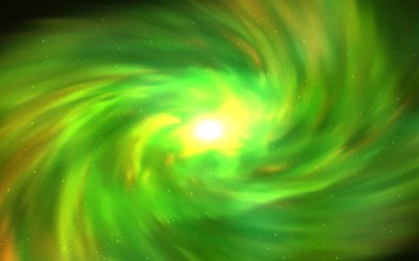 Işık yeşil vektör arka plan gökada yıldız ile. Parlak astronomik yıldız ile renkli illüstrasyon parlayan. Desen fütüristik reklam, kitapçıklar için.