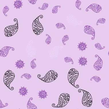 Yaprak ve çiçekler mor vektör sorunsuz doodle arka plan ışık. Beyaz arka plan üzerinde kabataslak karalamalar. Desen renkli kitap ve sayfaların çocuklar için için.