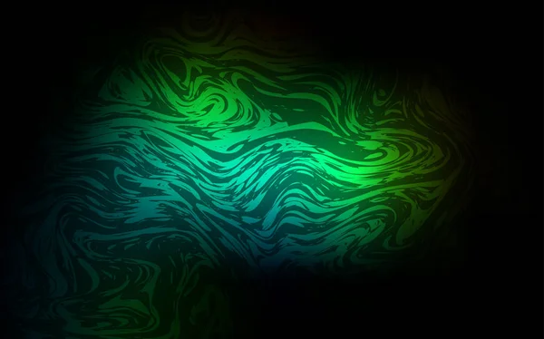 Темно Зеленый Векторный Фон Кругами Сияющая Кривая Иллюстрация Мраморном Стиле — стоковый вектор