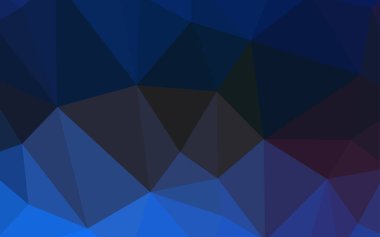 Koyu mavi vektör üçgen mozaik doku. Üçgenler ile renkli resimde parlayan. Afiş için tamamen yeni şablon.