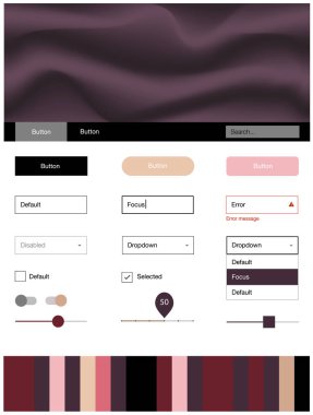 Işık kırmızı, sarı vektör UI ux kiti çizgilerle, oval. Degrade çizgiler ile renkli soyut resimde. Sen-ebilmek kullanma için açılış sayfaları bu şablonu.