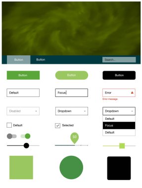Açık yeşil, sarı vektör UI ux seti alan yıldız ile. Arka plan üzerinde renkli stil rehberi yıldız ile. Bu örnek için sitesidir.