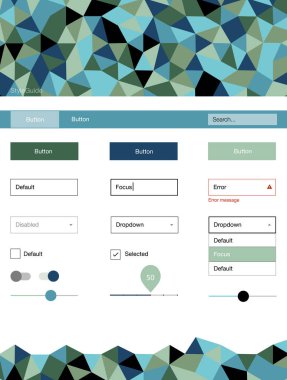 Açık mavi, yeşil vektör tel kafes kiti kristalleri ile. Dekoratif UI takımı tasarım renkli kristaller ile soyut tarzda. Bu örnek açılış sayfanız için mu.