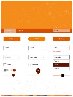 Üçgen, daire ile ışık turuncu vektör stil rehberi. Üçgen, daire arka plan üzerinde Stil Kılavuzu. Web siteleri, açılış sayfaları için güzel düzeni.