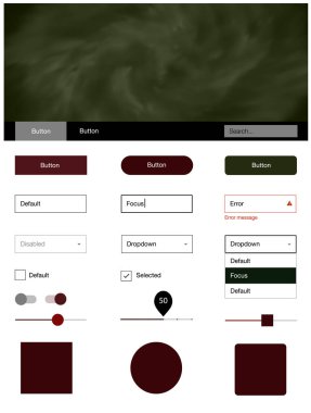 Koyu yeşil, kırmızı vektör tasarım UI kiti ile evren yıldız. Arka plan üzerinde renkli stil rehberi yıldız ile. Bu örnek açılış sayfanız için mu.