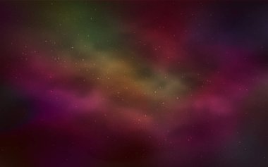 Koyu yeşil, kırmızı vektör düzen kozmik yıldız ile. Gökada yıldız ile basit tarzı dekoratif tasarım bulanık. Akıllı tasarım, iş reklam için.