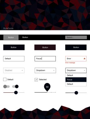 Koyu kırmızı vektör tel kafes kiti kristalleri ile. Basit malzeme tasarım kiti ile üçgen renkli mozaik. Bu örnek için sitesidir.