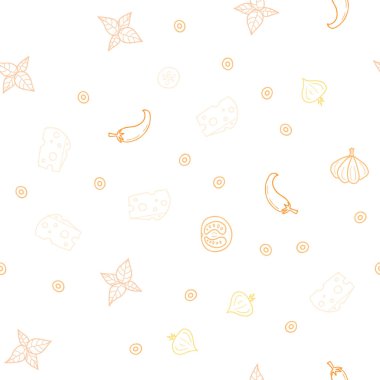 Organik yemek ışık turuncu vektör sorunsuz şablonu. Bulanık dekoratif tasarım doodle tarzı aperatifler. Reklam, kitapçıklar, broşürler restoranlar için desen.