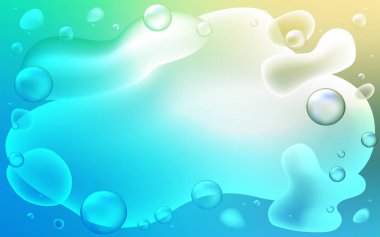 Açık mavi, vektör desen sıvı şekilleri ile yeşil. Tamamen yeni bir renk illüstrasyon memphis tarzı. Yeni bir doku için reklam, kitapçıklar, broşürler.