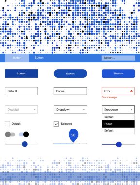 Hafif mavi vektör UI ux kiti daireler ile. Arka plan üzerinde renkli stil rehberi daireler ile. Bu örnek açılış sayfanız için mu.