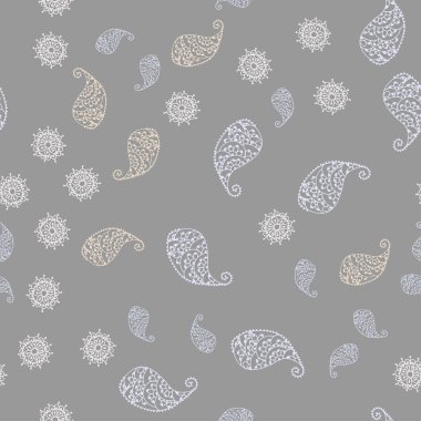 Hafif mor vektör sorunsuz zemin yaprak ve çiçek ile. Yaprakları, çiçekleri beyaz arka plan üzerinde doğal tarzı. İş tasarımınız için yeni stil.