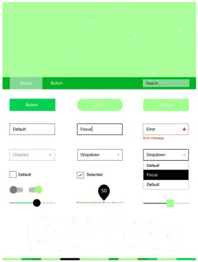 Işık yeşil vektör stil rehberi üçgen, daire ile. Renkli üçgen, daire basit malzeme tasarım kiti. Bu web siteleri için kullanabileceğiniz şablon.
