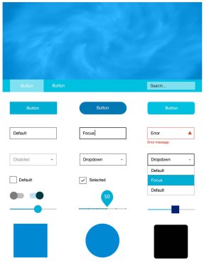 Gökyüzü yıldızlarla ışık mavi vektör stil rehberi. Web Kullanıcı arabirimi kiti ile onun üstbilgisindeki soyut degrade bulutlar. Bu örnek için sitesidir.