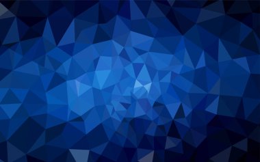 Koyu mavi parlayan üçgen düzen vektör. Gradyan ile poligonal soyut resim. Tamamen yeni bir tasarım sizin broşürü.