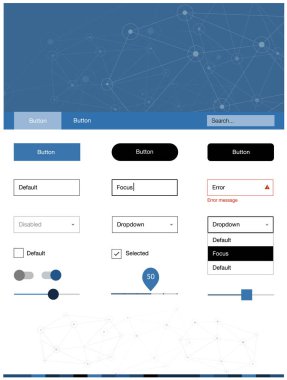 Hafif mavi vektör tel kafes kiti kristalleri, daireler ile. UI takımı tasarım renkli kristaller, soyut tarzda daireler. Web siteleri, açılış sayfaları için güzel düzeni.