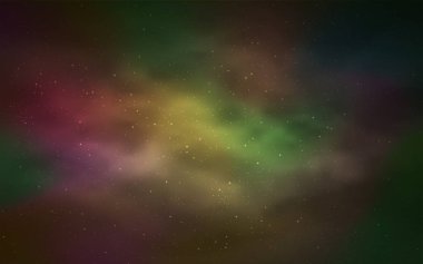 Koyu yeşil, sarı vektör şablon alanı olan yıldız. Parlak astronomik yıldız ile renkli illüstrasyon parlayan. Desen astronomi Web siteleri için.