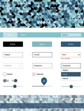 Açık mavi noktalar ile malzeme tasarım kiti vektör. Basit malzeme tasarım kiti üstbilgisindeki renkli noktalar ile. Bu örnek açılış sayfanız için mu.