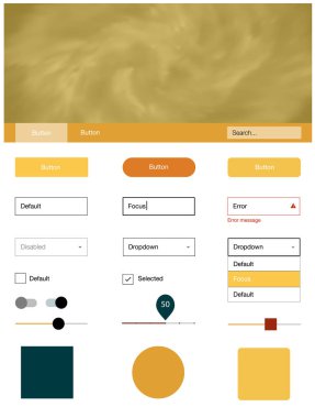 Işık turuncu vektör UI ux seti alan yıldız ile. Güzel UI ux kiti ile onun üstbilgisindeki renkli gökyüzü. Bu örnek açılış sayfanız için mu.