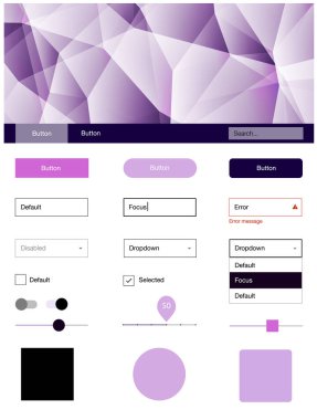 Pembe ışık, vektör malzeme tasarım kiti çizgili mavi. Web Kullanıcı arabirimi kiti ile onun üstbilgisindeki soyut degrade üçgenler. Sen-ebilmek kullanma için açılış sayfaları bu şablonu.
