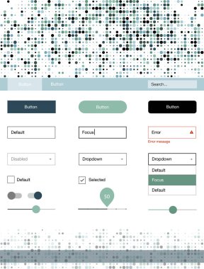 Açık mavi, yeşil vektör UI ux kiti daireler ile. Dekoratif UI takımı tasarım renkli noktalar ile soyut tarzda. Sen-ebilmek kullanma için açılış sayfaları bu şablonu.