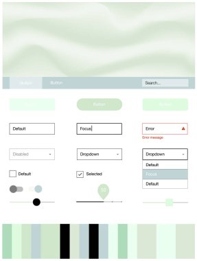 Işık yeşil vektör web UI kiti ile lamba şekiller. Renkli resimde gradyan ile soyut memphis tarzı. Bu örnek için sitesidir.