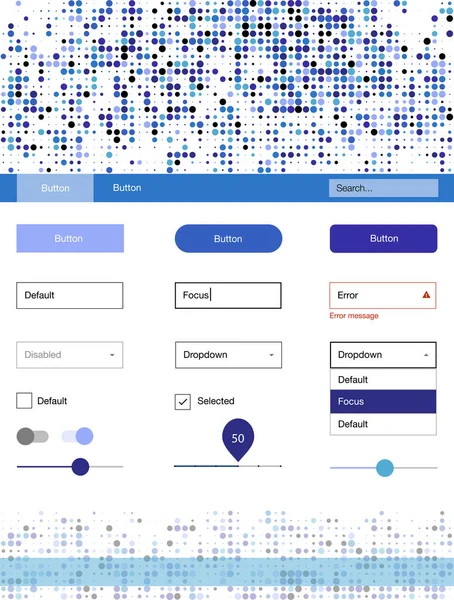 Koyu pembe, mavi daireler ile stil rehberi vektör. Web Kullanıcı arabirimi kiti başlığını soyut degrade daireler ile. Bu web siteleri için kullanabileceğiniz şablon.