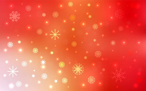 Светло Красная Желтая Векторная Компоновка Яркими Снежинками Сияющая Цветная Иллюстрация — стоковый вектор