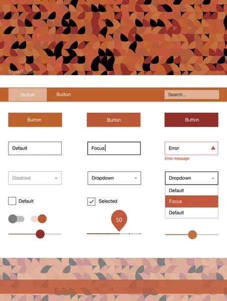 Işık kırmızı vektör tasarım UI kiti noktalı. Basit malzeme tasarım kiti üstbilgisindeki renkli noktalar ile. Bu web siteleri için kullanabileceğiniz şablon.
