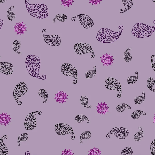 Koyu mor vektör yaprak ve çiçek ile sorunsuz zarif şablonu. Renkli resimde doodle tarzı yaprakları, çiçekleri ile. Desen renkli kitap ve sayfaların çocuklar için için.