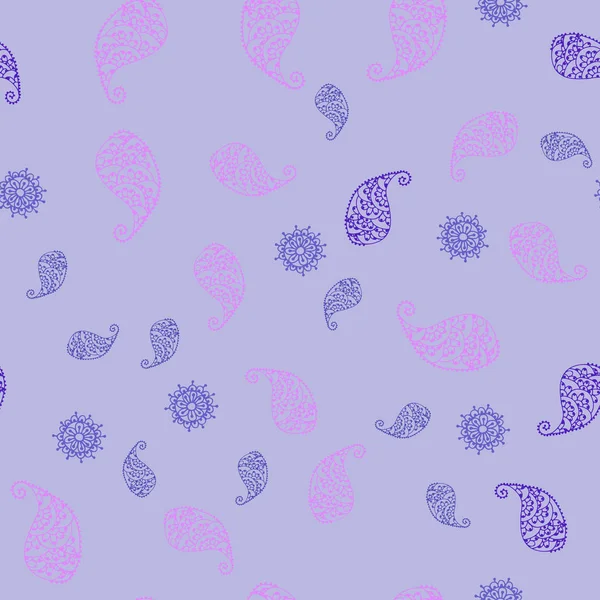 Pembe ışık, vektör sorunsuz doodle düzeniyle yaprak ve çiçek mavi. Soyut illüstrasyon yaprakları, çiçekleri karalamalar tarzı ile. Dokulu deseni bir Web sitesi için banner.