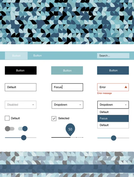 Açık mavi noktalar ile malzeme tasarım kiti vektör. Basit malzeme tasarım kiti üstbilgisindeki renkli noktalar ile. Bu örnek açılış sayfanız için mu.