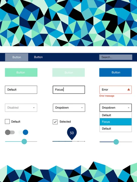 Kit Web Vectoriel Bleu Clair Vert Dans Style Polygonal Conception — Image vectorielle