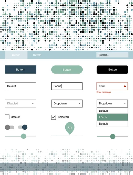 Açık mavi, yeşil vektör UI ux kiti daireler ile. Dekoratif UI takımı tasarım renkli noktalar ile soyut tarzda. Sen-ebilmek kullanma için açılış sayfaları bu şablonu.