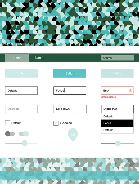 Açık mavi, yeşil vektör web UI kiti ile küreler. Dekoratif UI takımı tasarım renkli noktalar ile soyut tarzda. Web siteleri, açılış sayfaları için güzel düzeni.