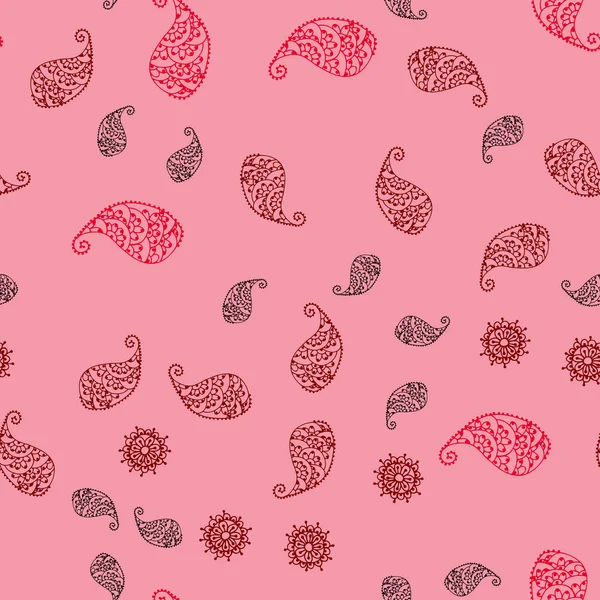 Yaprak ve çiçek ile koyu kırmızı vektör sorunsuz doodle arka plan. Yaprakları, çiçekleri beyaz arka plan üzerinde doğal tarzı. İş tasarımınız için yeni stil.