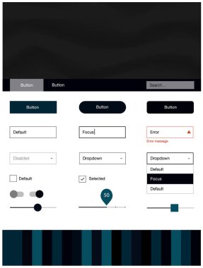 Çizgili, oval koyu mavi vektör UI ux kiti. Degrade çizgiler ile renkli soyut resimde. Bu örnek açılış sayfanız için mu.