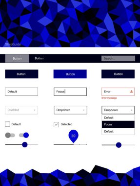 Koyu mavi vektör tel kafes kiti kristalleri ile. Arka plan üzerinde renkli stil rehberi üçgenler ile. Web siteleri, açılış sayfaları için güzel düzeni.