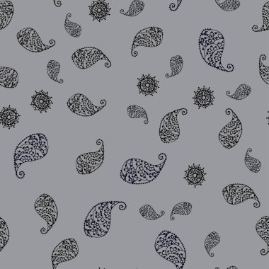 Yaprak ve çiçek ile koyu mavi vektör sorunsuz doodle arka plan. Bulanık stil yaprakları, çiçekleri ile yaratıcı çizimde. Marka kitap tamamen yeni şablon.