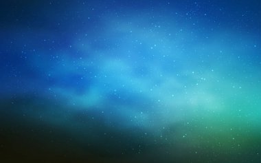 Astronomik yıldız ile koyu mavi vektör kapak. Gökada yıldız ile basit tarzı dekoratif tasarım bulanık. En iyi tasarım, reklam, poster, afiş için.