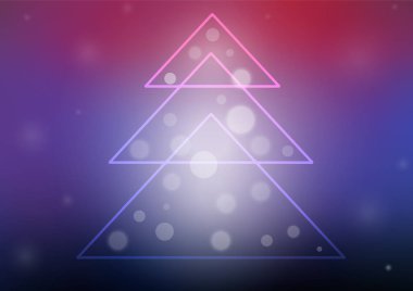 Koyu mavi, kırmızı bir yılbaşı ağacı şablonuyla vektör. Bulanık arka plan gradyan ile Noel ağacı. Şablonun yeni yıl arka plan olarak kullanılabilir.