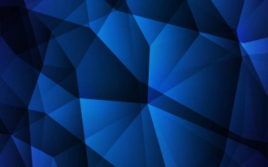 Koyu mavi parlayan üçgen düzen vektör. Renkli resimde gradyan ile poligonal tarzı. Tamamen yeni bir tasarım sizin broşürü.