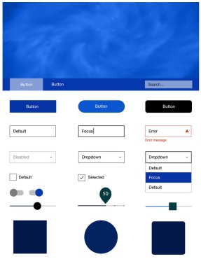 Gökyüzü yıldızlarla koyu mavi vektör stil rehberi. Basit malzeme tasarım kiti üstbilgisindeki renkli bulutlar ile. Web siteleri, açılış sayfaları için güzel düzeni.